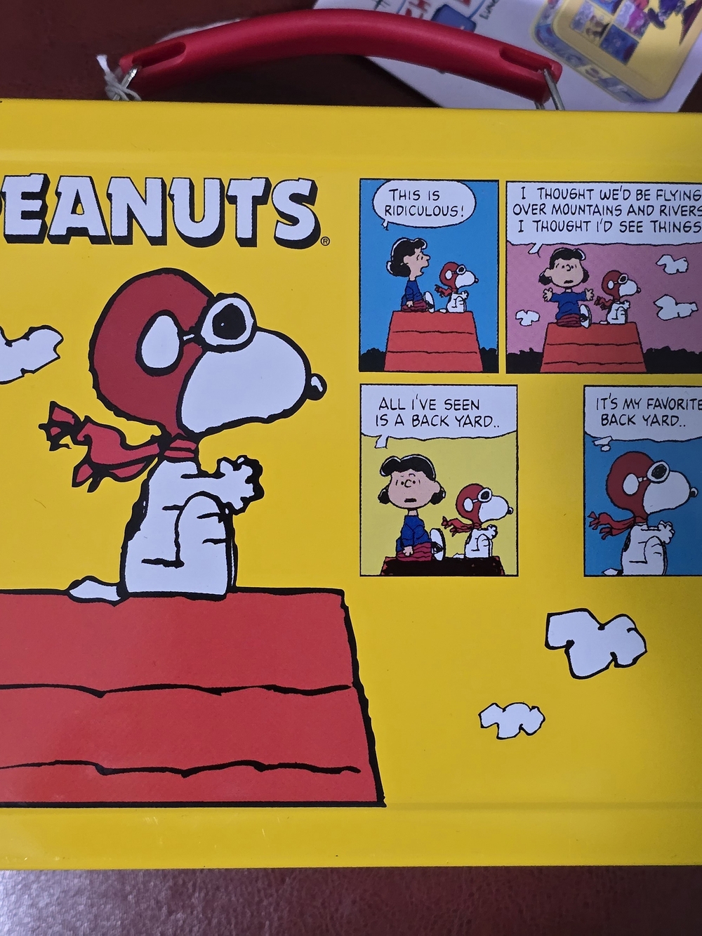 Peanuts Snoopy Yellow Comic Tin - Decorative Home Art